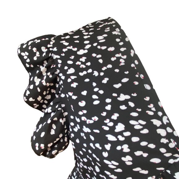 Abstract Floral Babydoll Tie Ruffle Crop Top Boho Cottagecore Y2K Dark Fairy-M - Picture 2 of 10